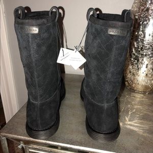 New Cole Haan Black Suede boots Size 8.5